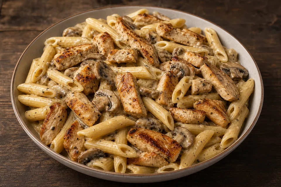 Kremalı Mantarlı Tavuklu Penne